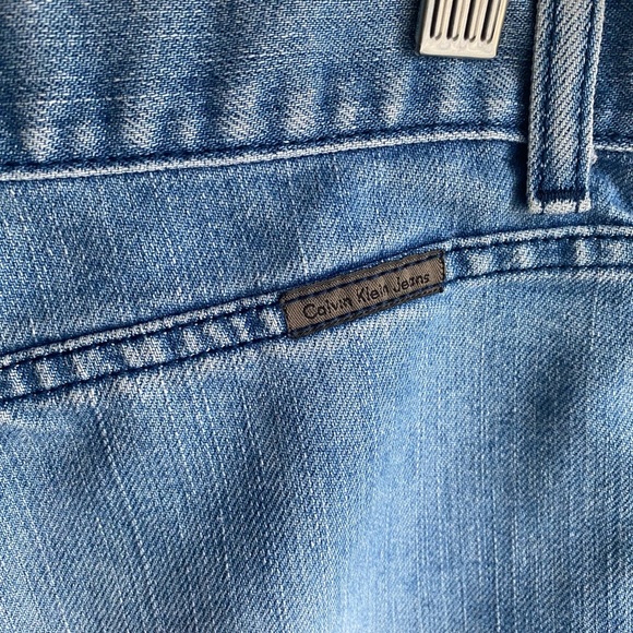 Calvin Klein Denim Skirt Blue Size 7 Raw Hem Pencil Jean Mini Women’s Y2K 00s - Picture 5 of 8